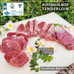 Beef Tenderloin frozen Australia (A) BUDGET steak cuts 2" 5cm price for 2pcs 600gr (eye fillet mignon daging sapi has dalam) brand NOLAN / McPHEE / CAG